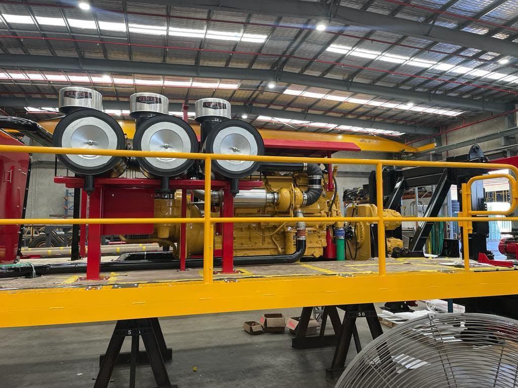 Engine and deck fit-out of a new OX-SR72 rig on the workshop floor